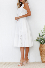 Elegant Flounce Lace Design Mid Calf Dress(2 Colors)