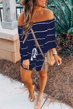 Off The Shoulder Striped Loose One-piece Romper
