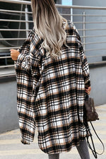 Alanis Pocketed Plaid Long Blouse