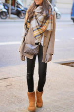 Grey Yellow Plaid Blanket Scarf