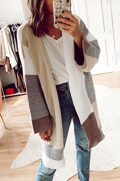 Geometry Color Block Cardigan