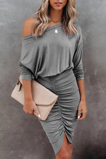 Swanville Long Sleeve Ruched Knit Dress