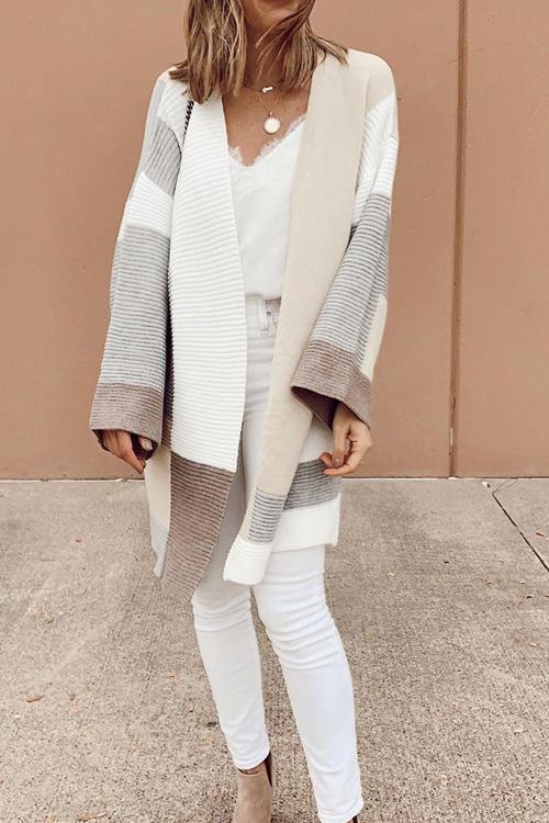 Geometry Color Block Cardigan