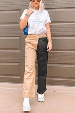 Pockets Stripe Patchwork Pants