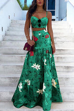 Queenie Floral Crop Top Maxi Dress Suit