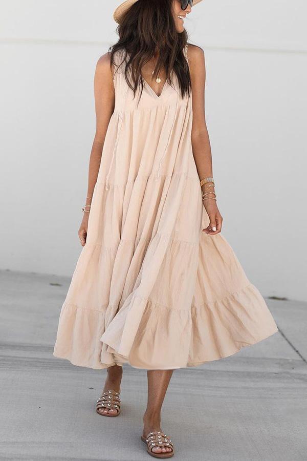 Rachelle Linen blend Casual Midi Dress