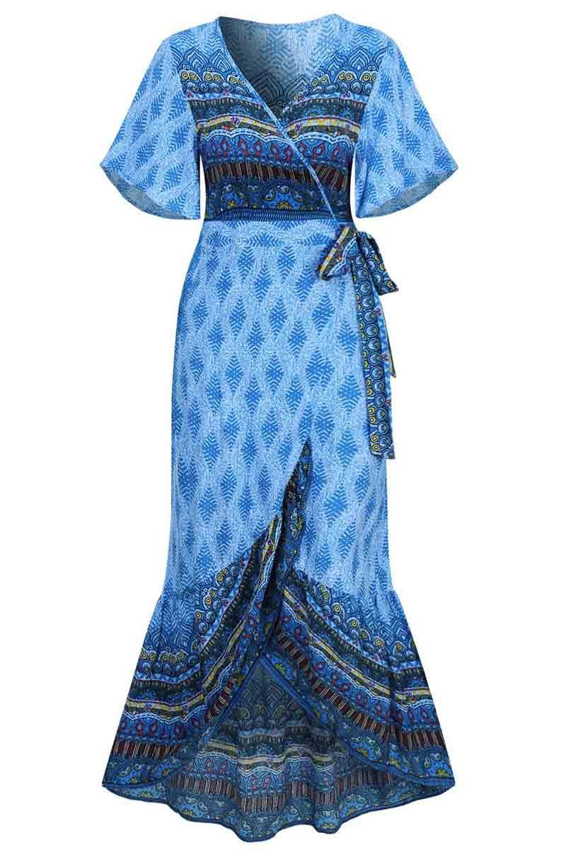 Bohemian Printed Midi Dress(3 colors)