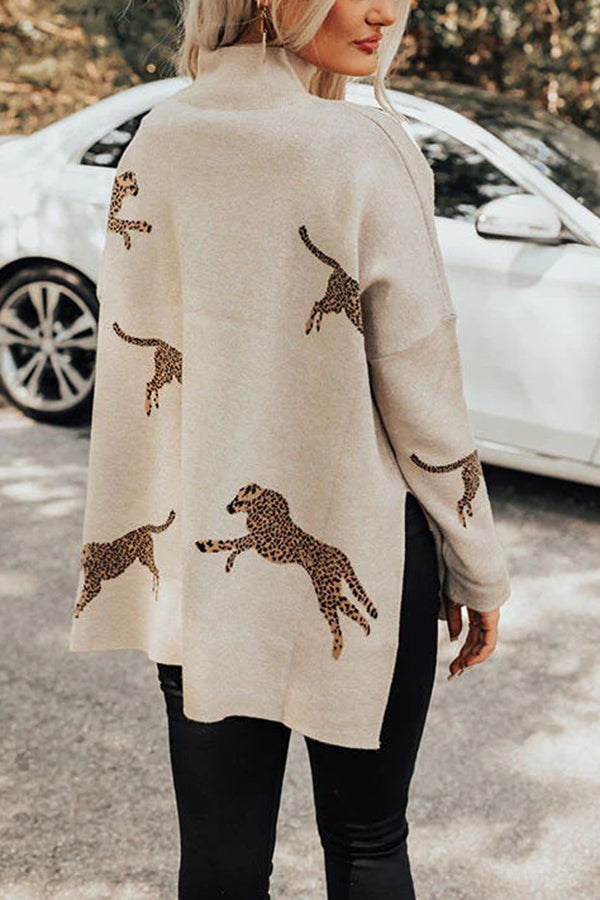 Cozy and Kind Leopard Print Knit Sweater
