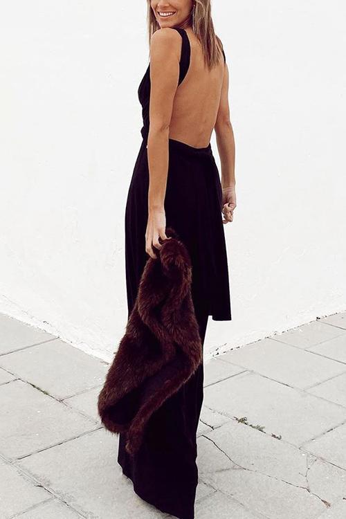 Cross Backless Sleeveless Maxi Dress