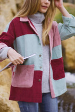 Color Block Corduroy Coat