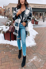 Plaid Button Woolen Coat