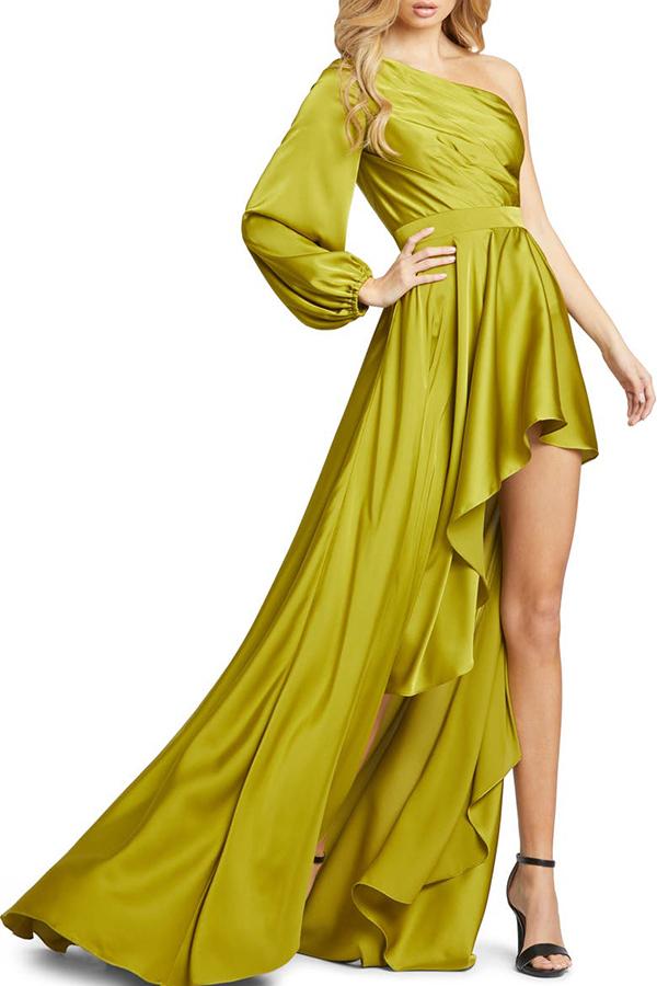 Rhythm of My Heart One Shoulder Satin High/Low Dress