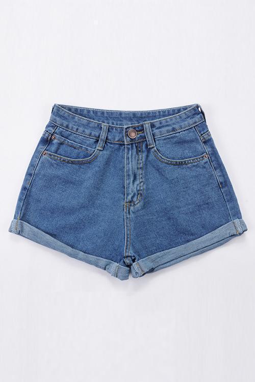 Classic Pocket High Waist Denim Shorts