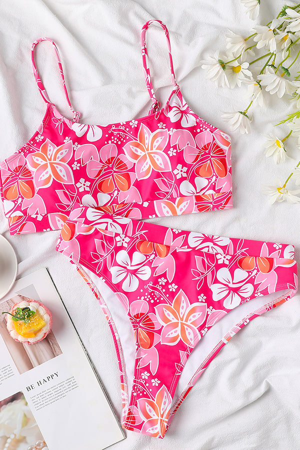 Daring Heart Floral High Waist Bikini Set