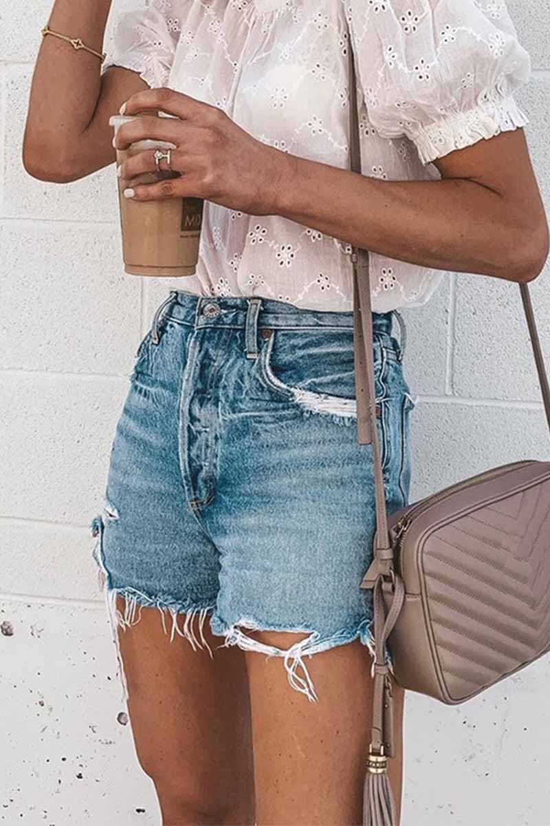 Casual Bibbed Jeans Shorts