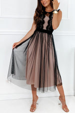 Sweet Jasmine Chiffon Lace Midi Dress