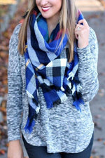 Blue Plaid Blanket Scarf