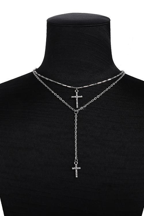 Double Cross Layers Necklace