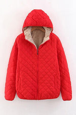 Fleece Hooded Pockets Quilted Jackets