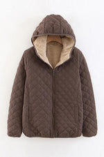 Fleece Hooded Pockets Quilted Jackets