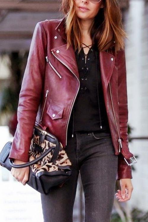 Faux Leather Motorcycle Jacket