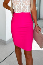 Solid High Waist Bodycon Skirt