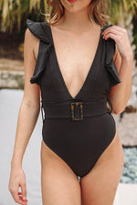 V Neck Poolside One Piece Swimsuit