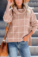 Florcoo Turtleneck Plaid Sweater