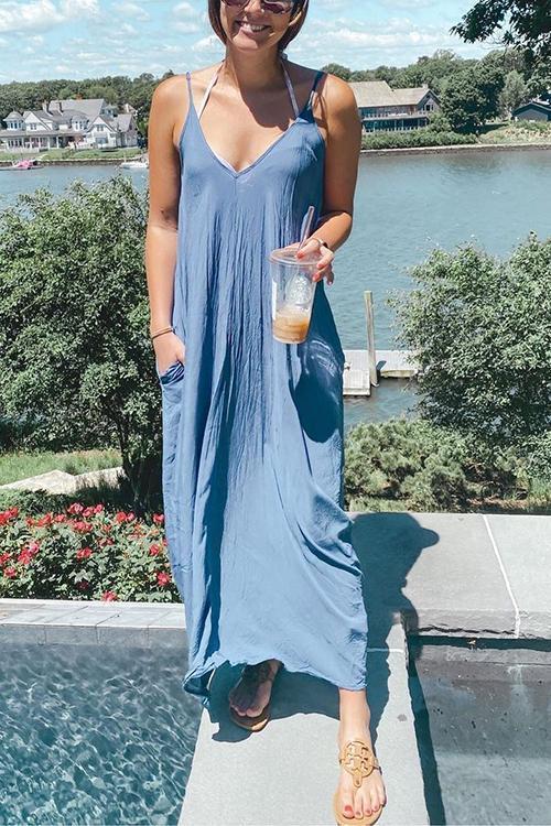 Pockets Slip Maxi Dress