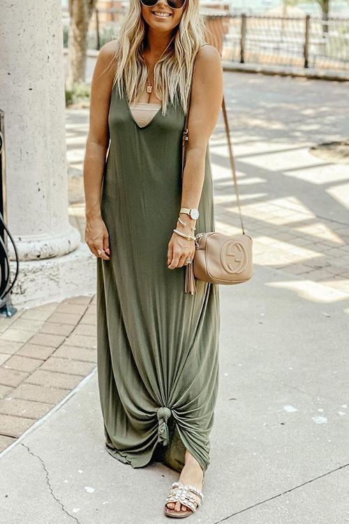 Pockets Slip Maxi Dress