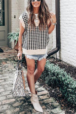 Houndstooth V Neck Vest