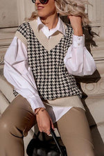 Houndstooth V Neck Vest