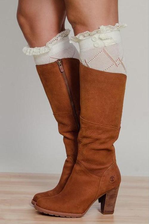 Lace Button Knee Sock