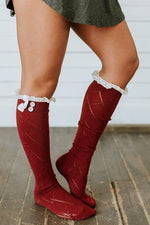 Lace Button Knee Sock