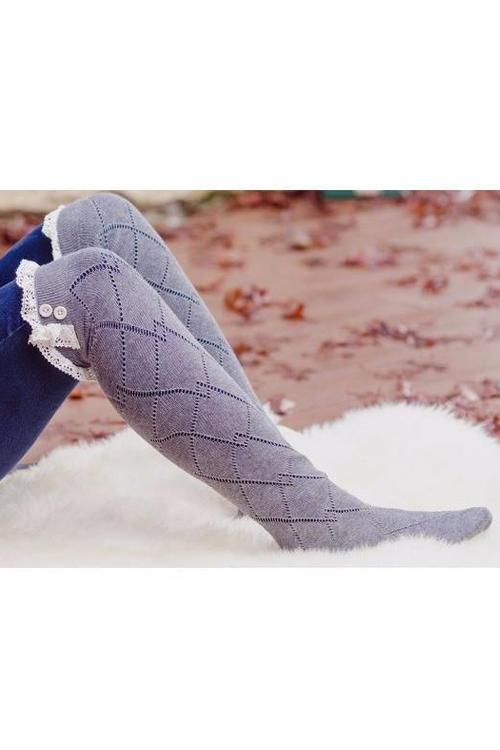 Lace Button Knee Sock