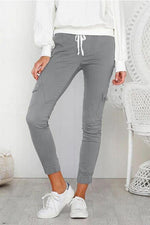 Pocket Drawstring Skinny Pants