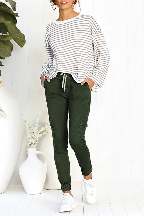 Pocket Drawstring Skinny Pants