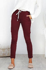 Pocket Drawstring Skinny Pants