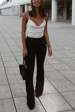 Button Wide Leg Pants