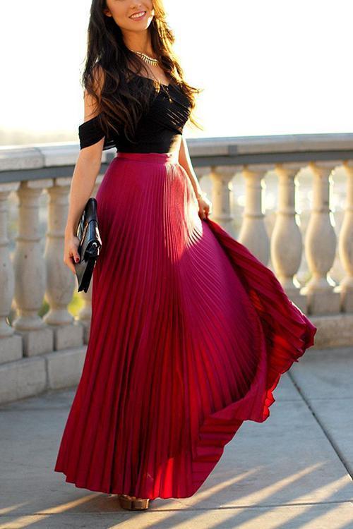 Pleated Maxi Skirts