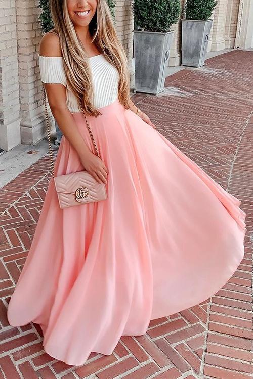 Chiffon High Waist Maxi Skirts