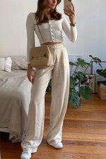 Pockets Wide Leg Pants