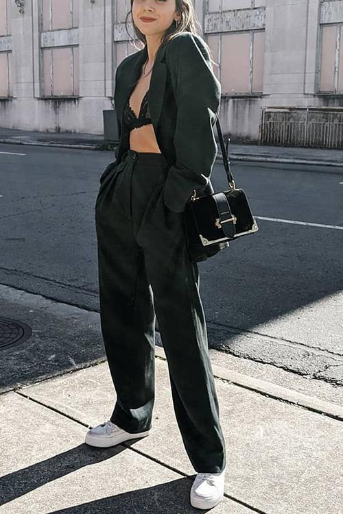 Pockets Wide Leg Pants