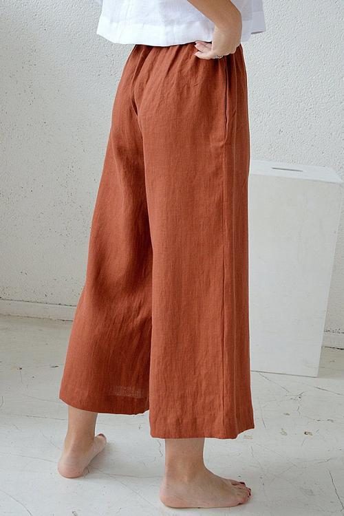 Pockets Linen Loose Pants