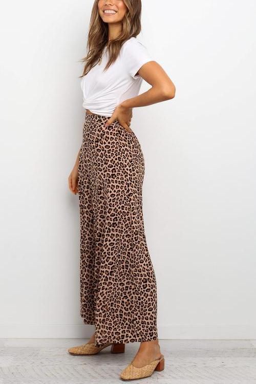 Leopard Print Wide Leg Pants