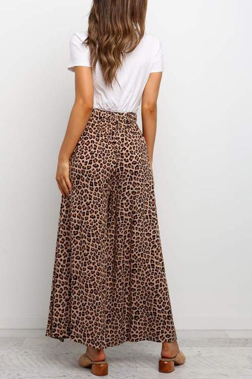 Leopard Print Wide Leg Pants