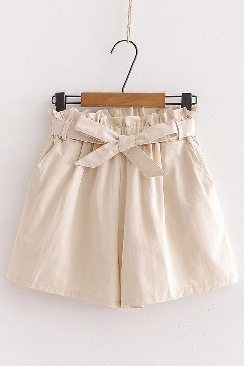 Bow Tie Elastic Waist Shorts