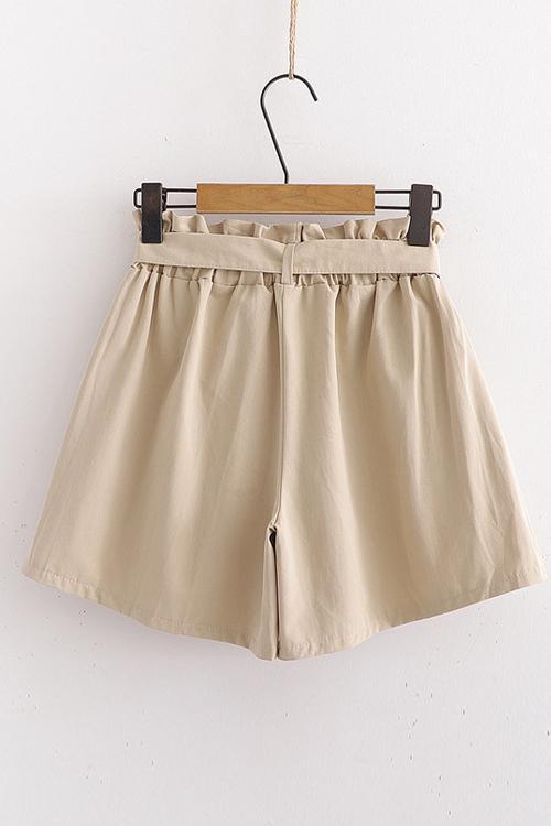 Bow Tie Elastic Waist Shorts