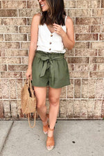 Bow Tie Elastic Waist Shorts