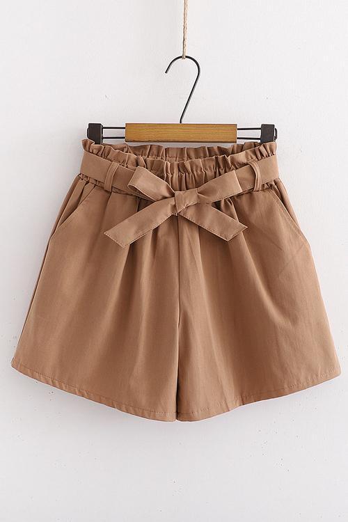 Bow Tie Elastic Waist Shorts